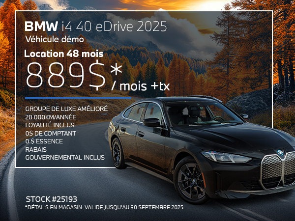 Bannière de BMW i4 40 eDrive 2025
